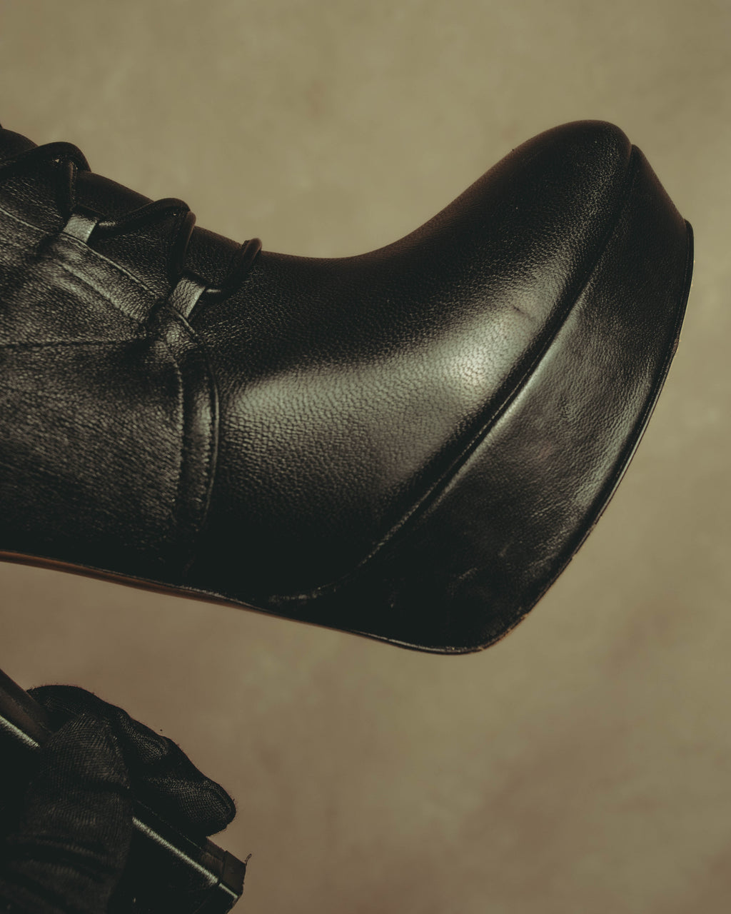–SPECIAL– "Miu Miu" 00's–10's Sculptural platform lace up ankle boots