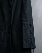 "vanessa bruno" Lace fringe design drawstring cotton linen shirt dress