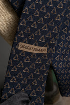 "ARMANI COLLEZIONI" Repeated triangle motif silk neck tie