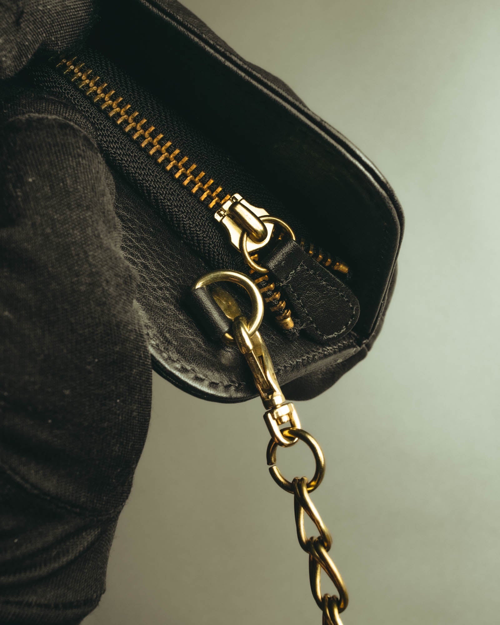 “SAN HIDEAKI MIHARA” 2000’s-2010’s black leather chain shoulder bag