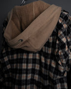 "BURBERRY Blue Label" Layered docking design hooded zip jacket