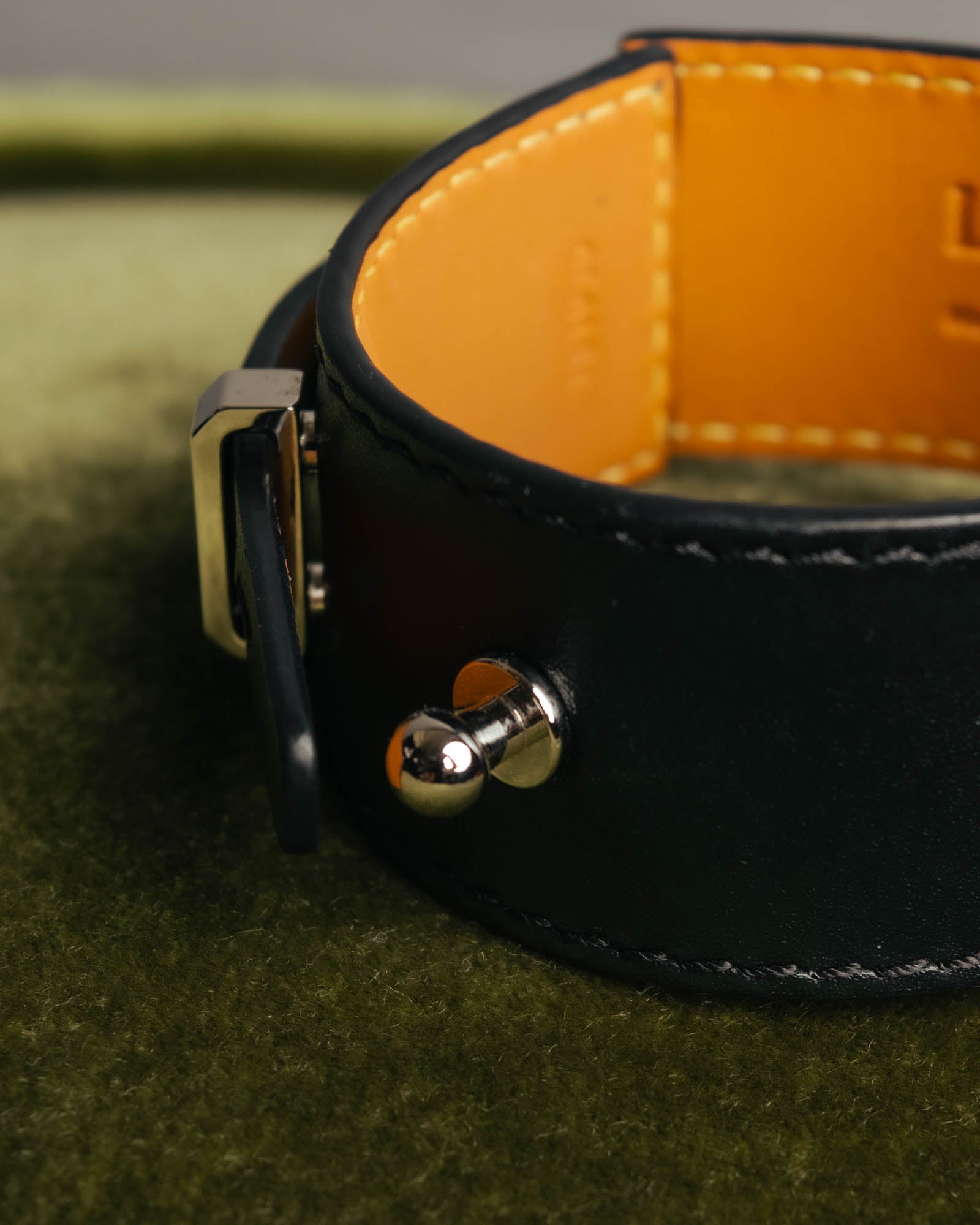 “LOEWE” 2010’s-2020’s industrial leather cuff bracelet