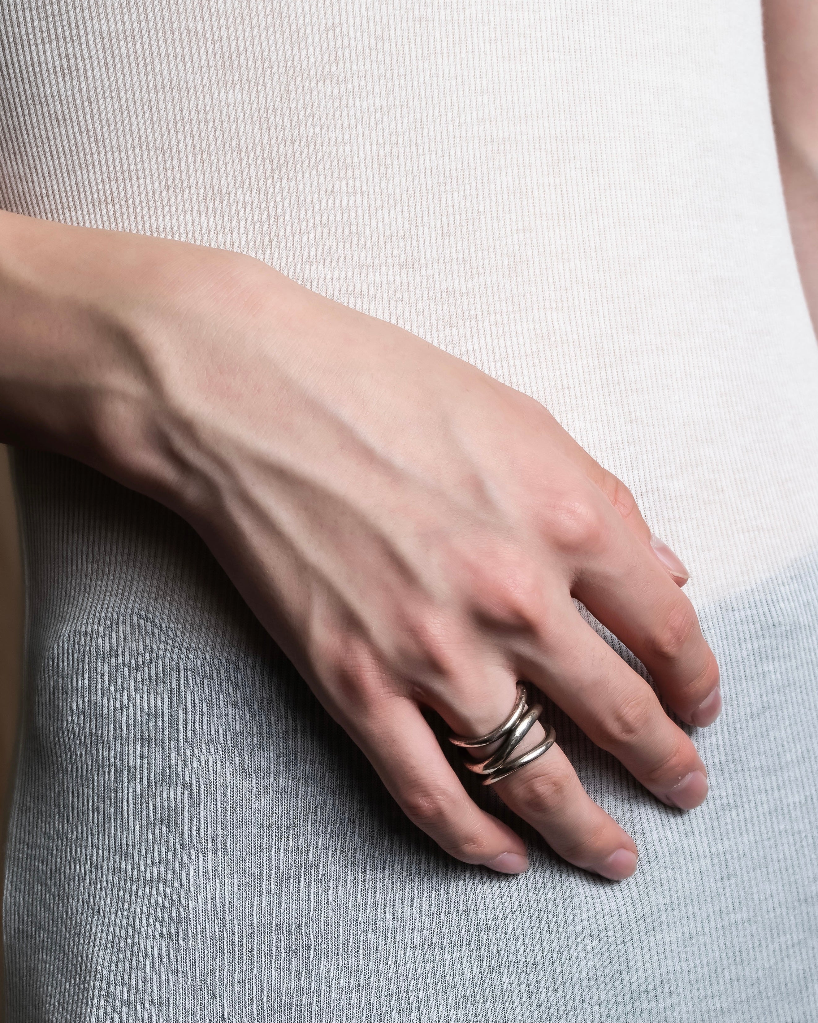 "agete" Three curves organic design silver925 ring