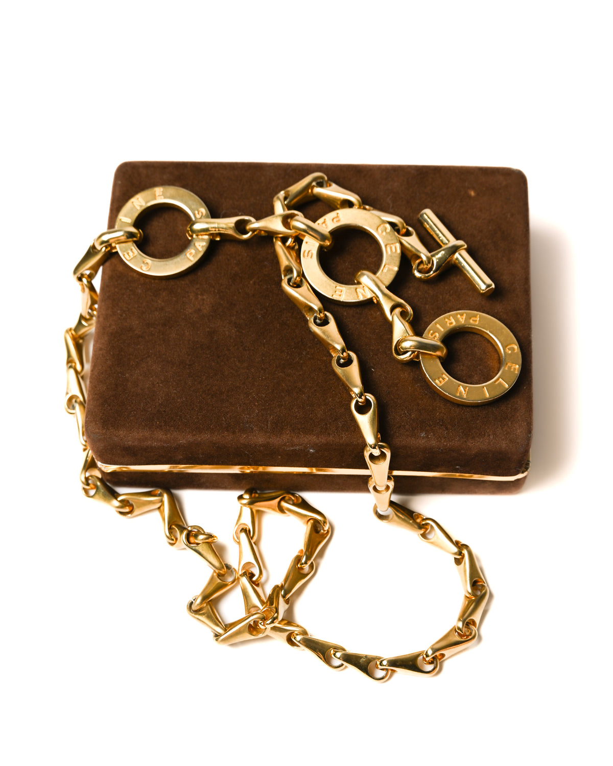 CELINE/ Circle Logo Gold Chain Long Belt