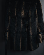 "BIEMME" 00’s striped rabbit fur belted coat