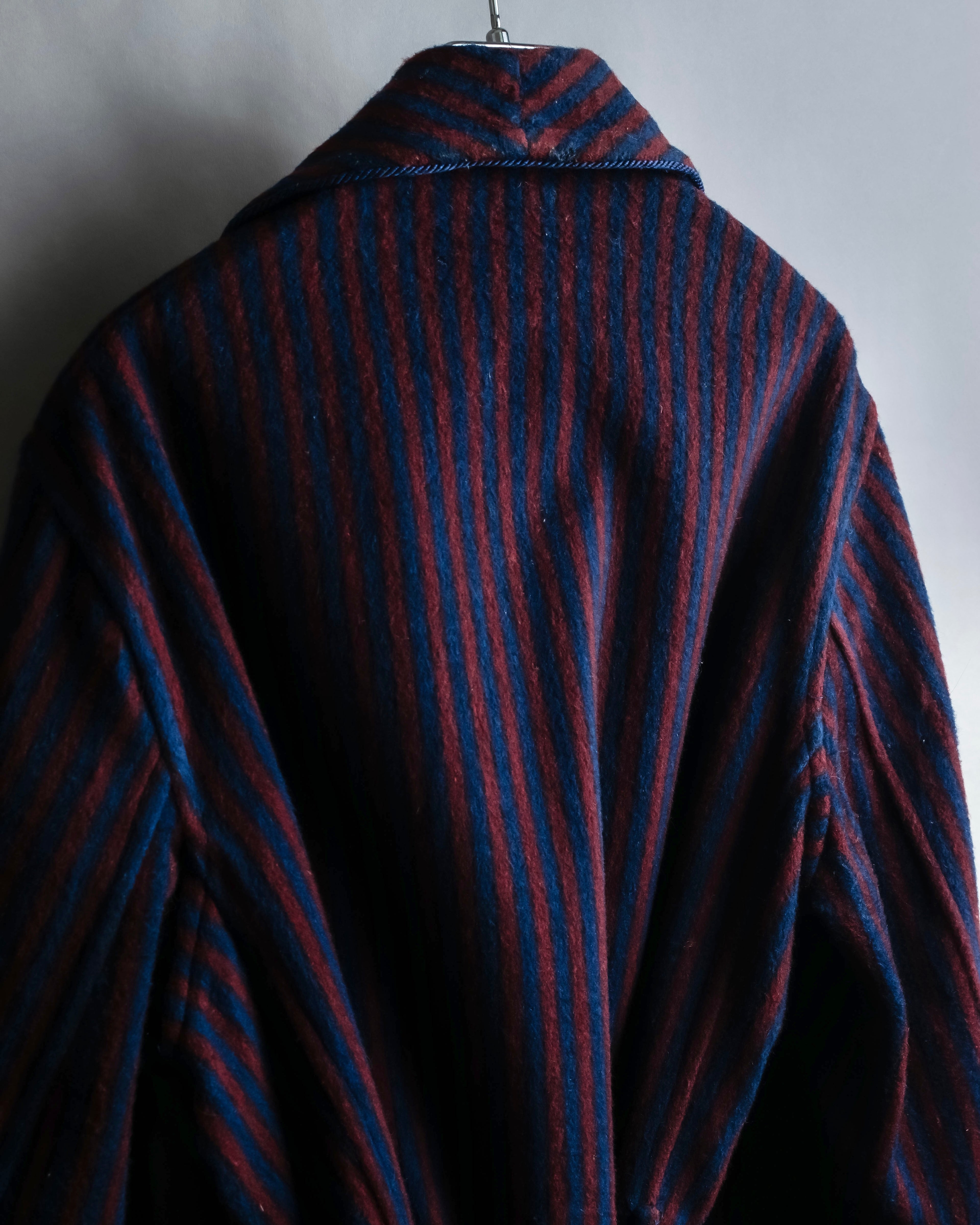 "Vintage striped waist belt design gown coat"