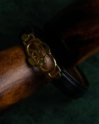 "CELINE" Horse-drawn carriage motif buckle leather bracelet