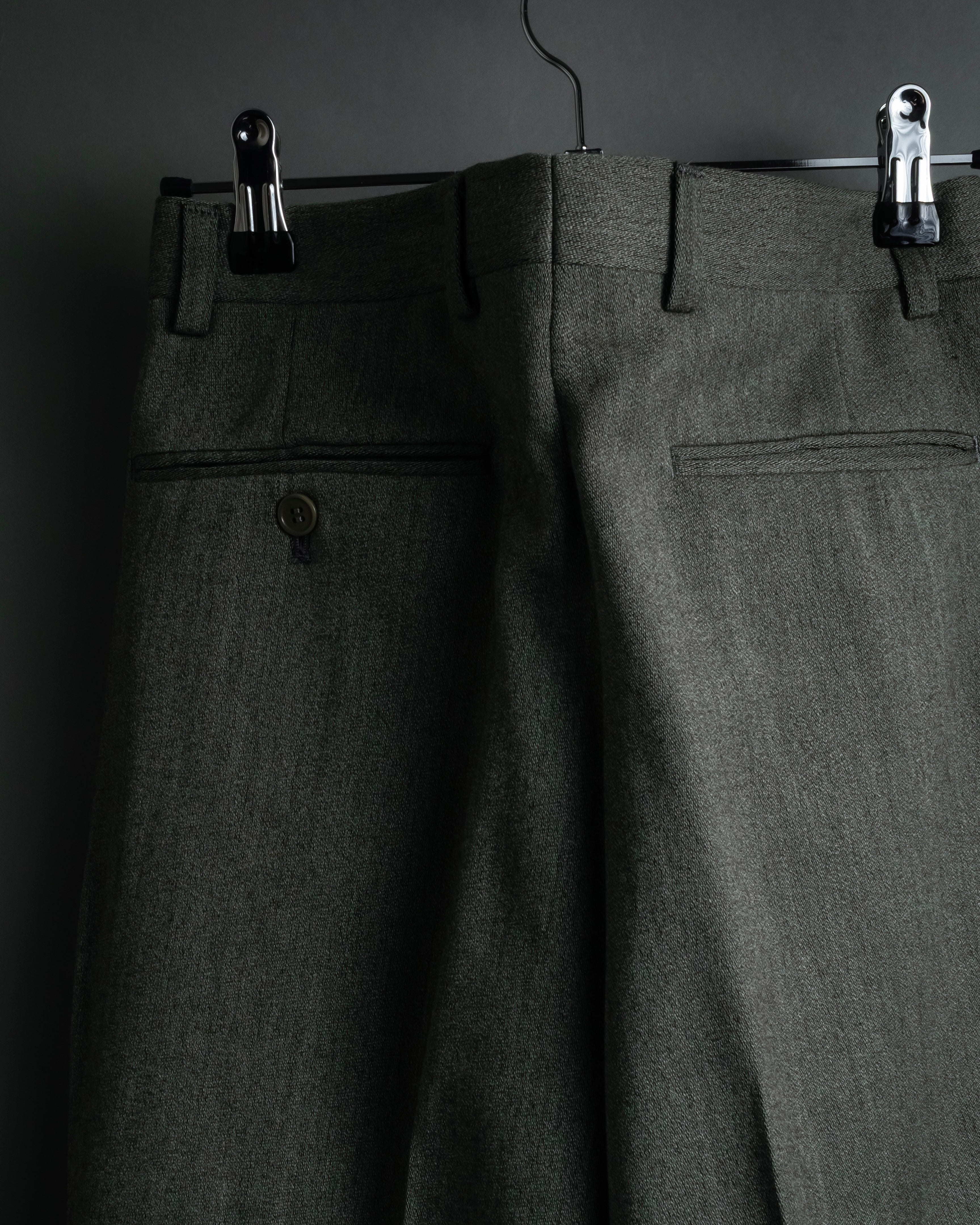 "YVES SAINT LAURENT" Deep pleat tapered wool slacks