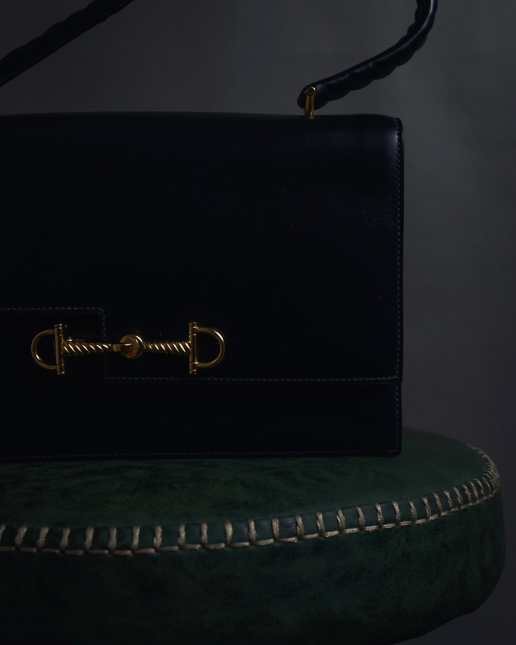 -SPECIAL- "HERMES" 60’s early sandrine box dark blue calf bit bag
