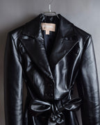 "MATÉRIEL TBILISI" Draped belted synthetic leather long jacket