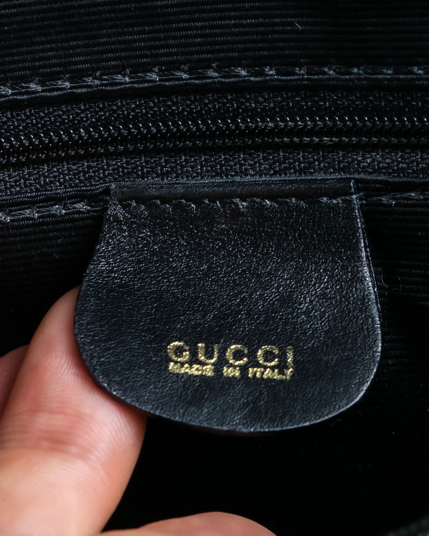 "GUCCI" Outer pocket leather bamboo hand bag