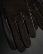 “HERMÈS” 2010’s bi material lambskin silk lined gloves