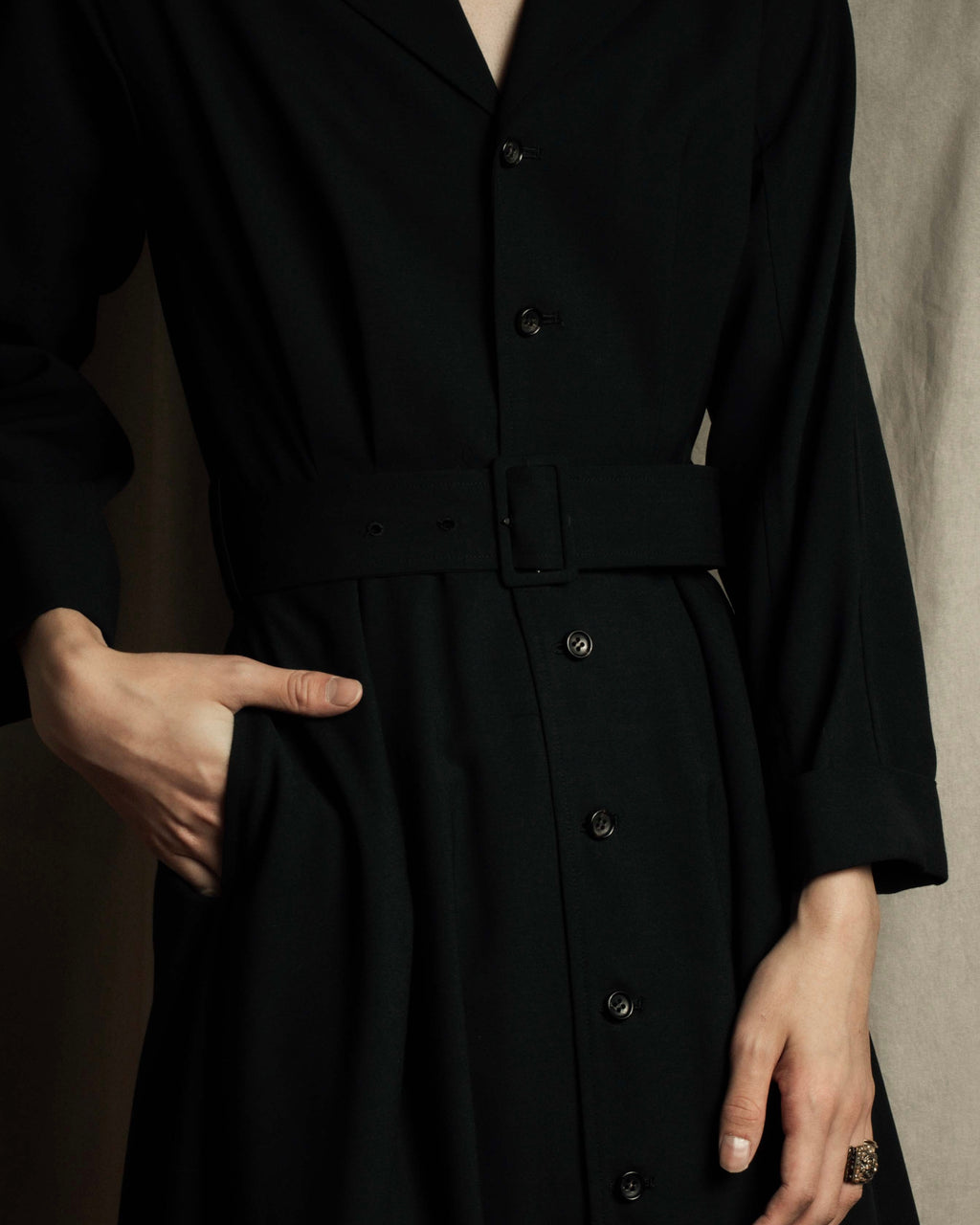 "tricot COMME des GARCONS" 90's Tailored collar belted long dress
