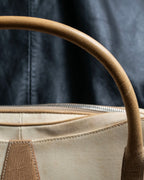 “LOEWE” Leather belted design bicolor handbag
