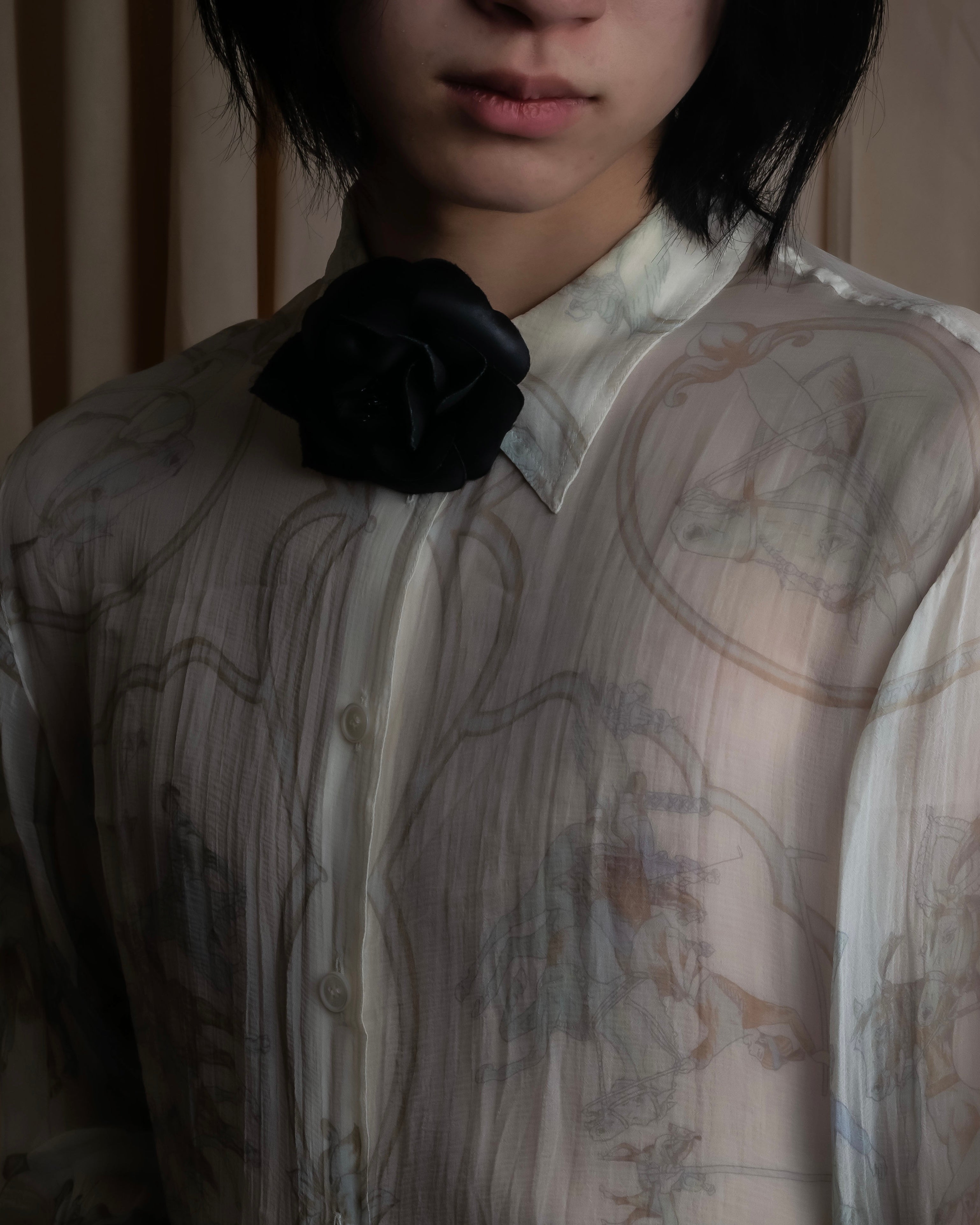 "HERMES" Margiela period abstract pattern shirt