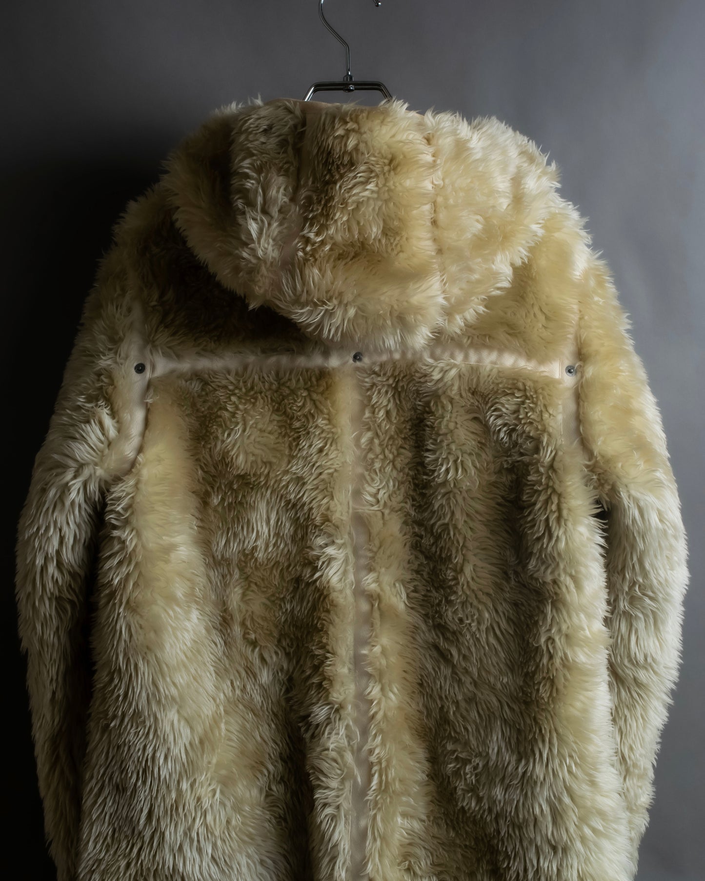 "DIESEL" Double zipper hooded long fur coat