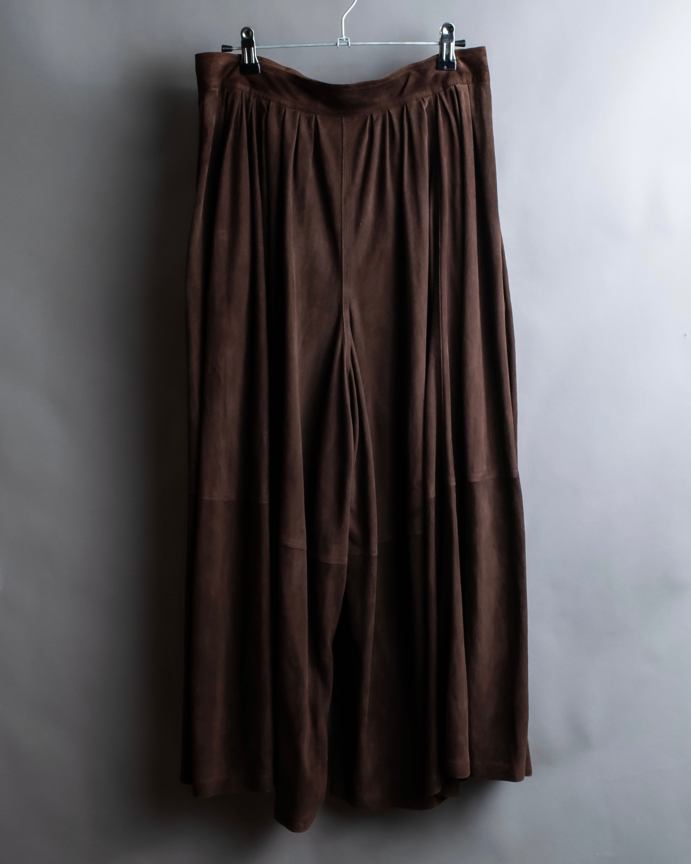 "LOEWE" Dark brown color gathered design wide pants