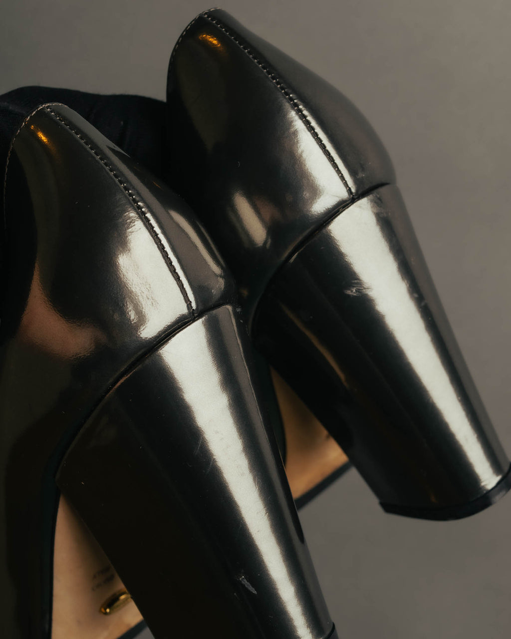 "Sergio Rossi" 00's-10's Glossy black leather high heel pumps