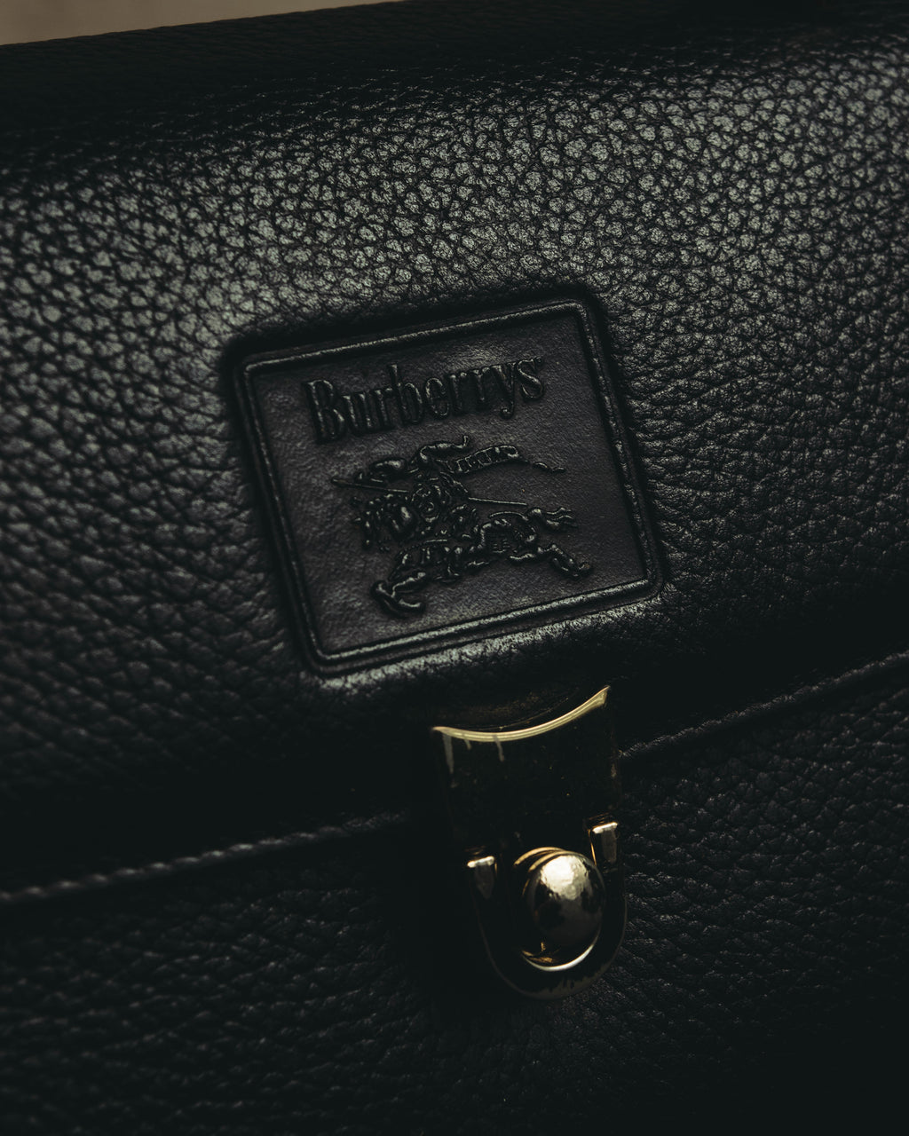 "Burberrys" 80's-90's Classic black leather top-handle handbag