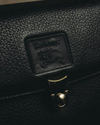 "Burberrys" 80's-90's Classic black leather top-handle handbag