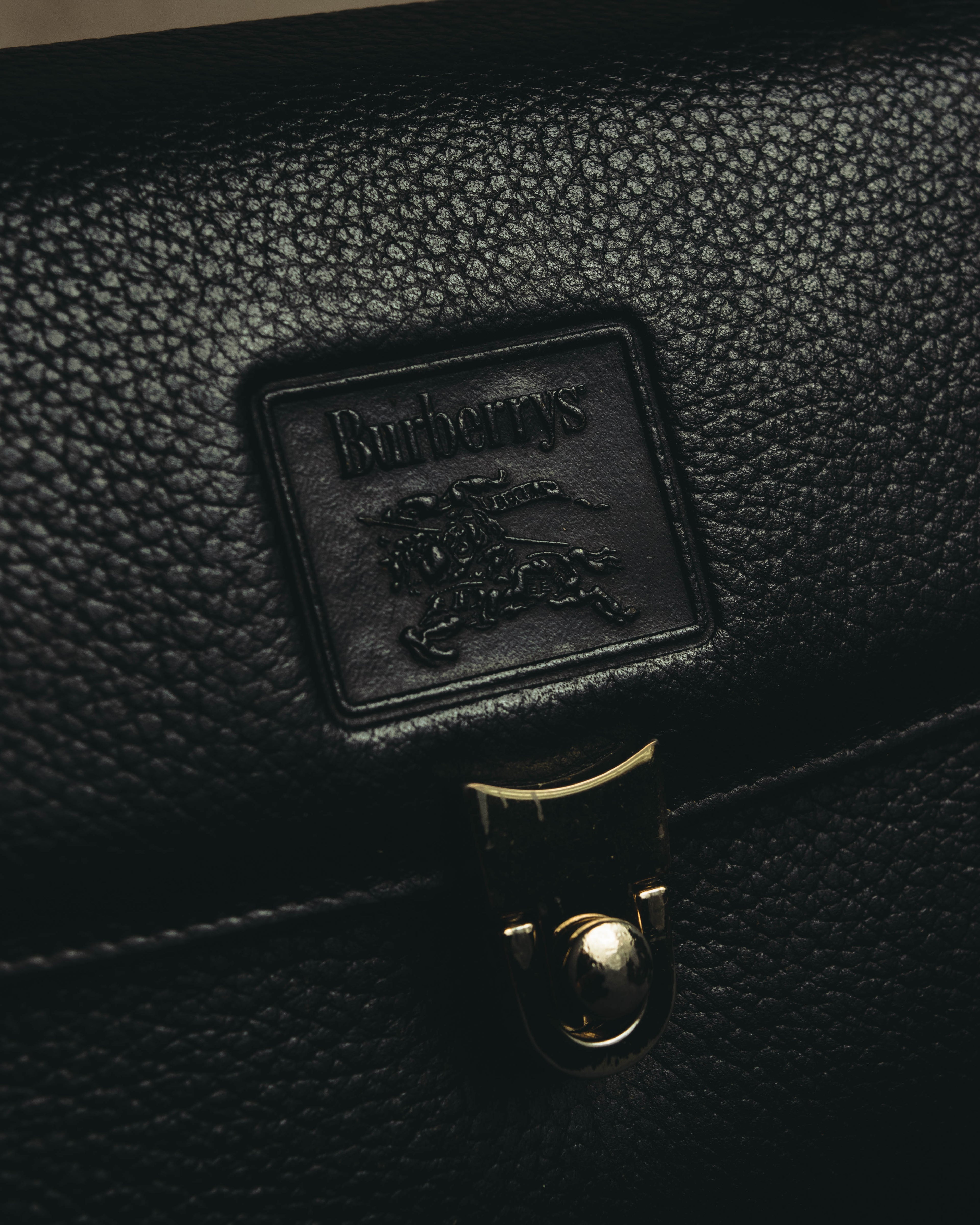 "Burberrys" 80's-90's Classic black leather top-handle handbag