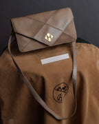 "HERMES" 70's Diamond stitched envelope leather bag