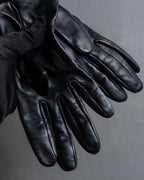 "HERMES" Stud &amp; ring design anjo leather gloves