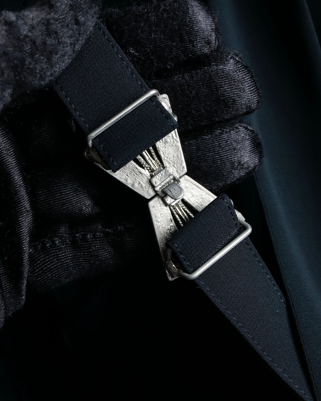 "SOANA" Bowtie belted design long black dress