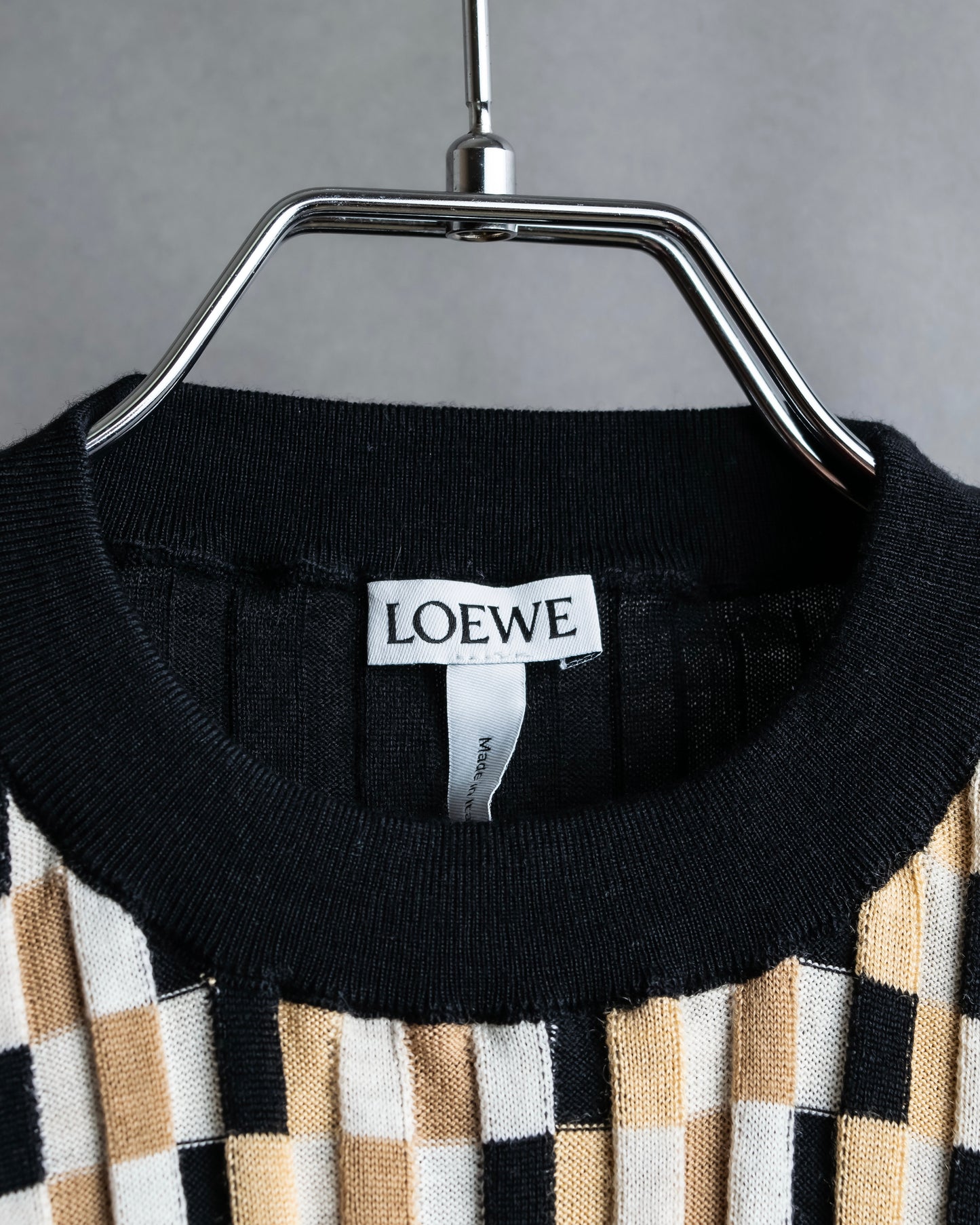 "LOEWE" Check pattern switching shaped ribbed knit