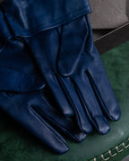 "GUCCI" Ribbon＆charm design blue leather gloves