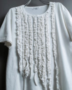 "Yohji Yamamoto POUR HOMME" Long ruffle design soft cotton T-shirt