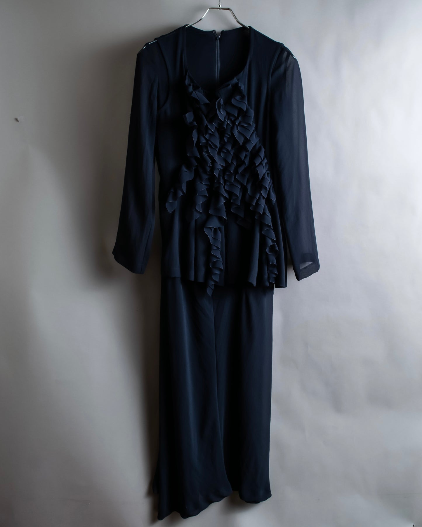 "COMME des GARCONS" Ruffle design Back zipper maxi length dress