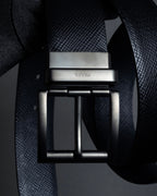 "PRADA" Black x blue reversible design belt