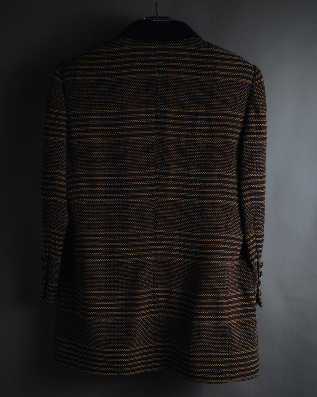 "CELINE" Late 80s–Early 90s velvet-collar woven jacket