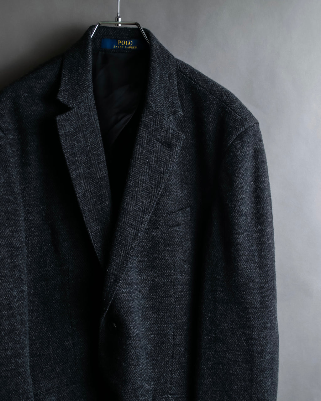 "POLO Ralph Lauren" Herringbone weave charcoal gray tailored jacket
