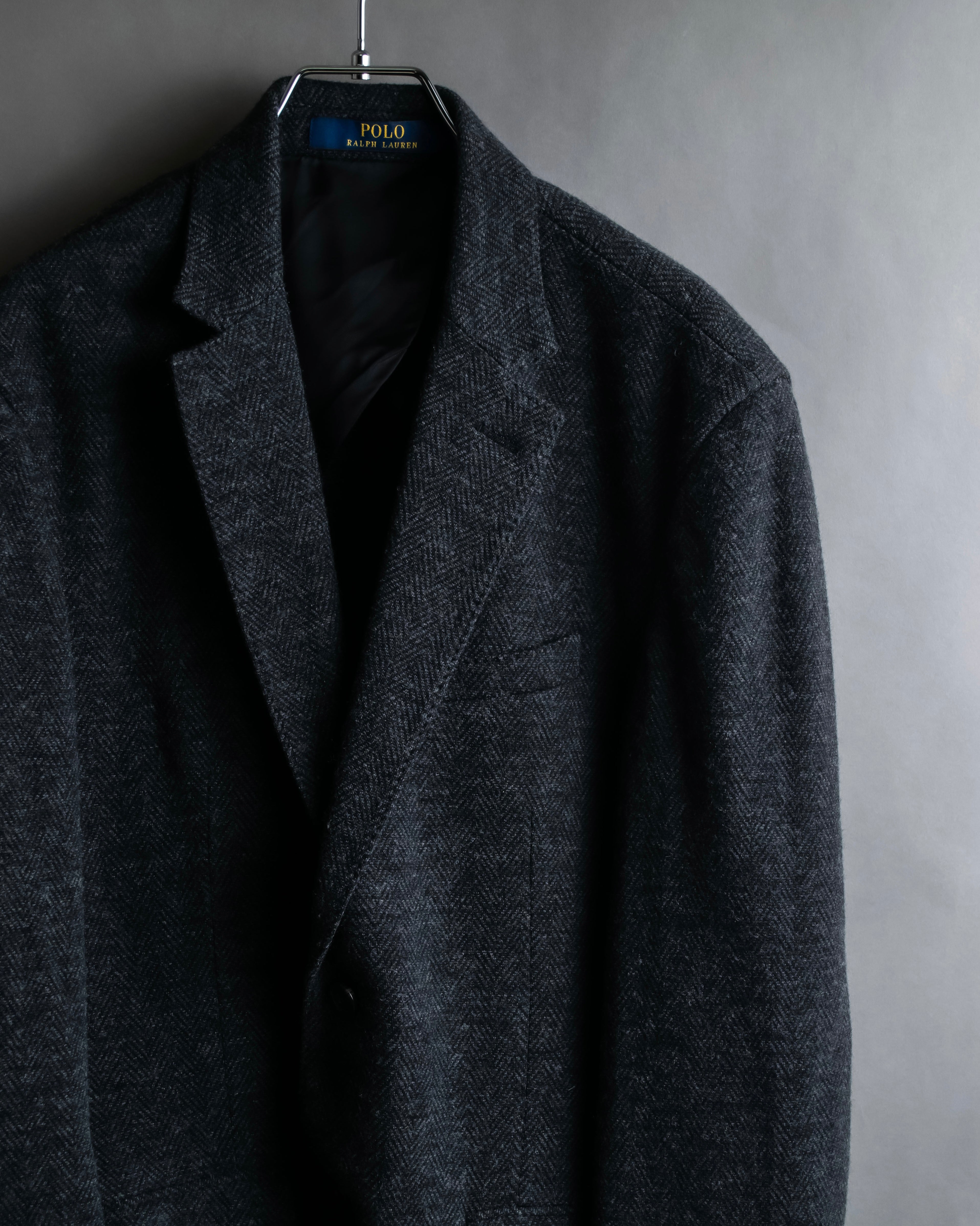 "POLO Ralph Lauren" Herringbone weave charcoal gray tailored jacket