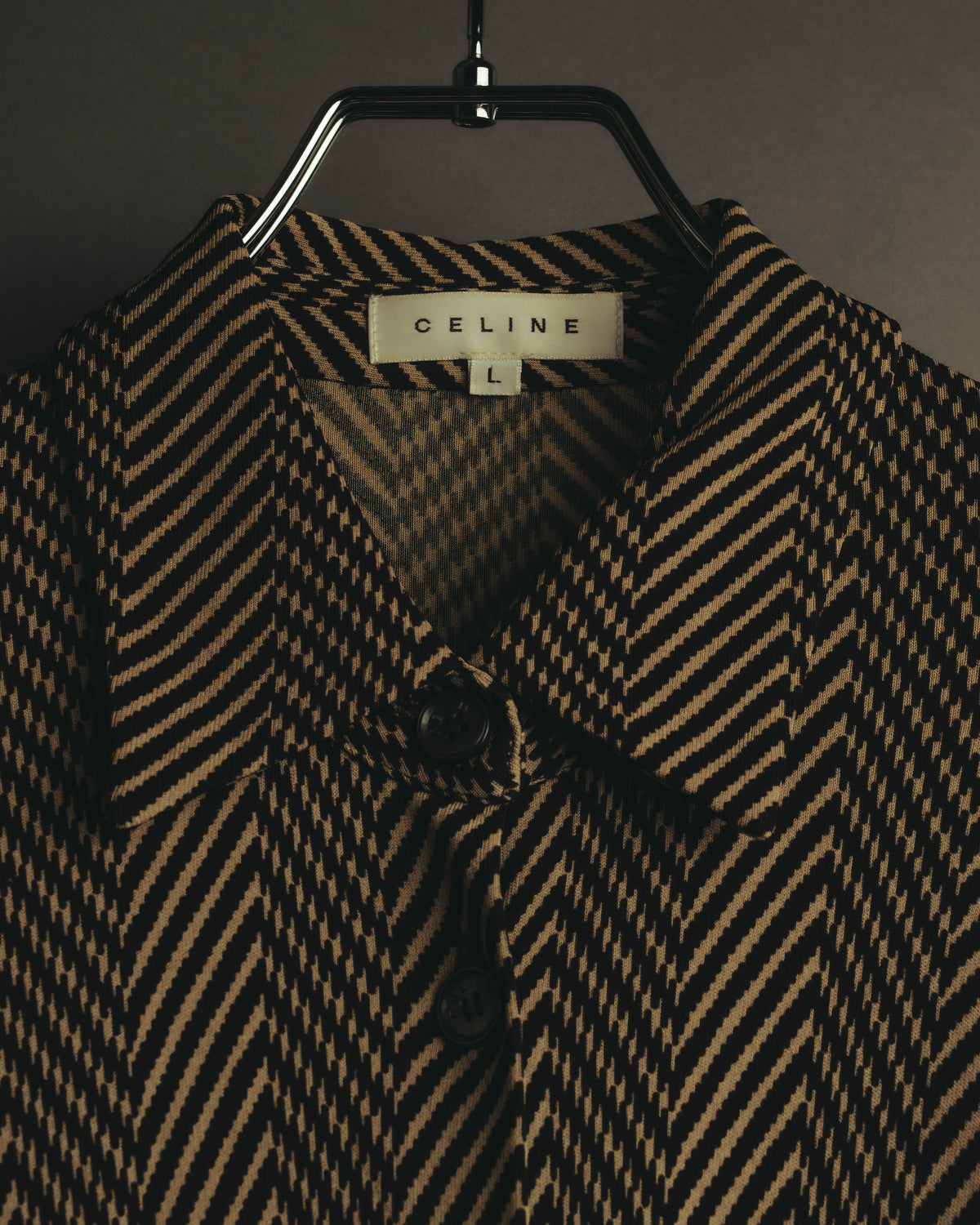 “CELINE” 90’s-00’s Chevron patterned long shirt dress