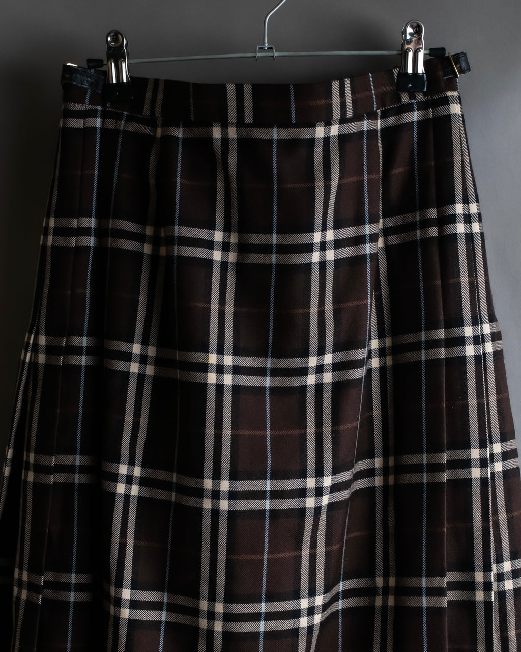 "BURBERRY" Brown tartan check pleated wrap skirt