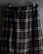 "BURBERRY" Brown tartan check pleated wrap skirt