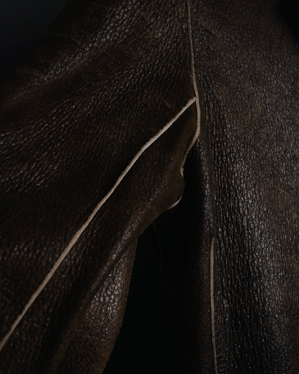 "JIL SANDER" 90’s-03 seam-detailed grained leather tailored jacket