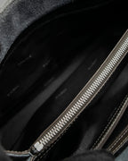 "LOEWE" Harness design logo engraved suede leather hand bag