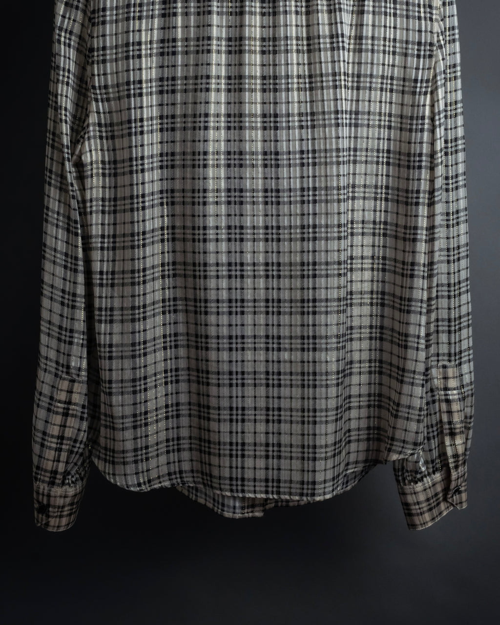 "Saint Laurent" Lame check pattern bow tie shirt