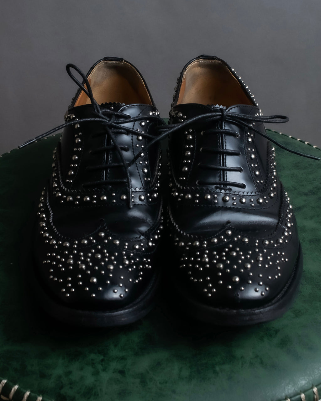 "Church's" Silver stud design wingtip derby shoes