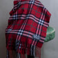 "BURBERRYS" 100% cashmere traditional check pattern fringe design muffler