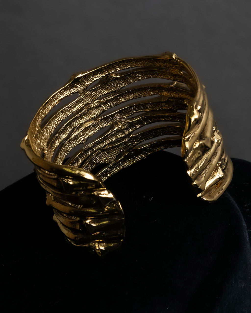 "YVES SAINT LAURENT" Skeletal arm shape design gold bangle