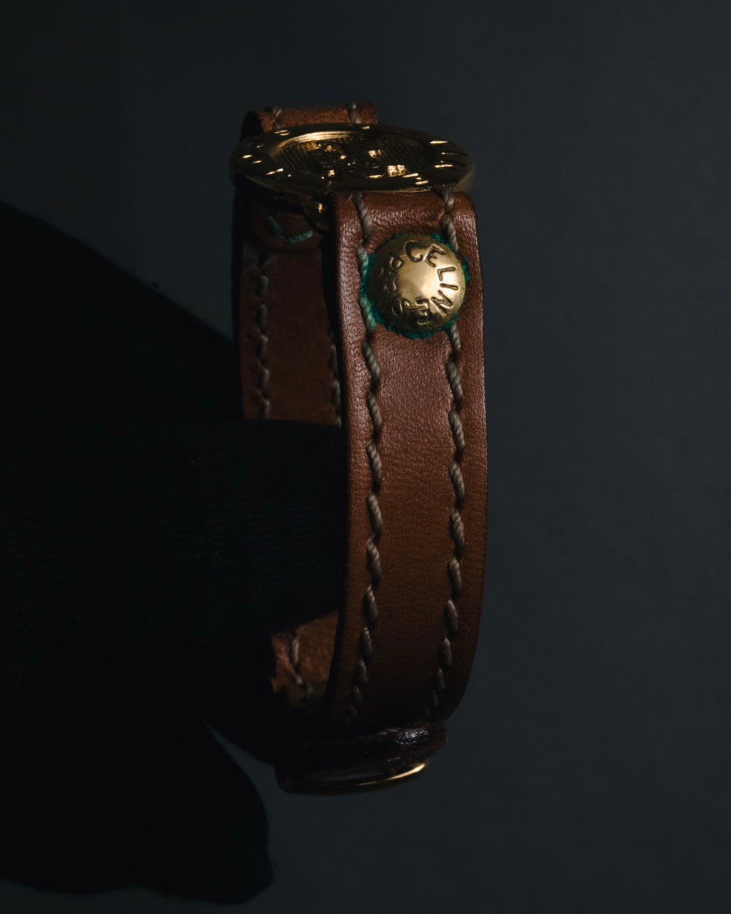 "CELINE" 70’s sulky logo leather bracelet