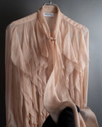 "VALENTINO" Ruffle detail sheer bowtie blouse