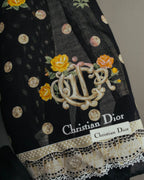 “Christian Dior” 90’s-00’s Romantic dot floral handkerchief scarf