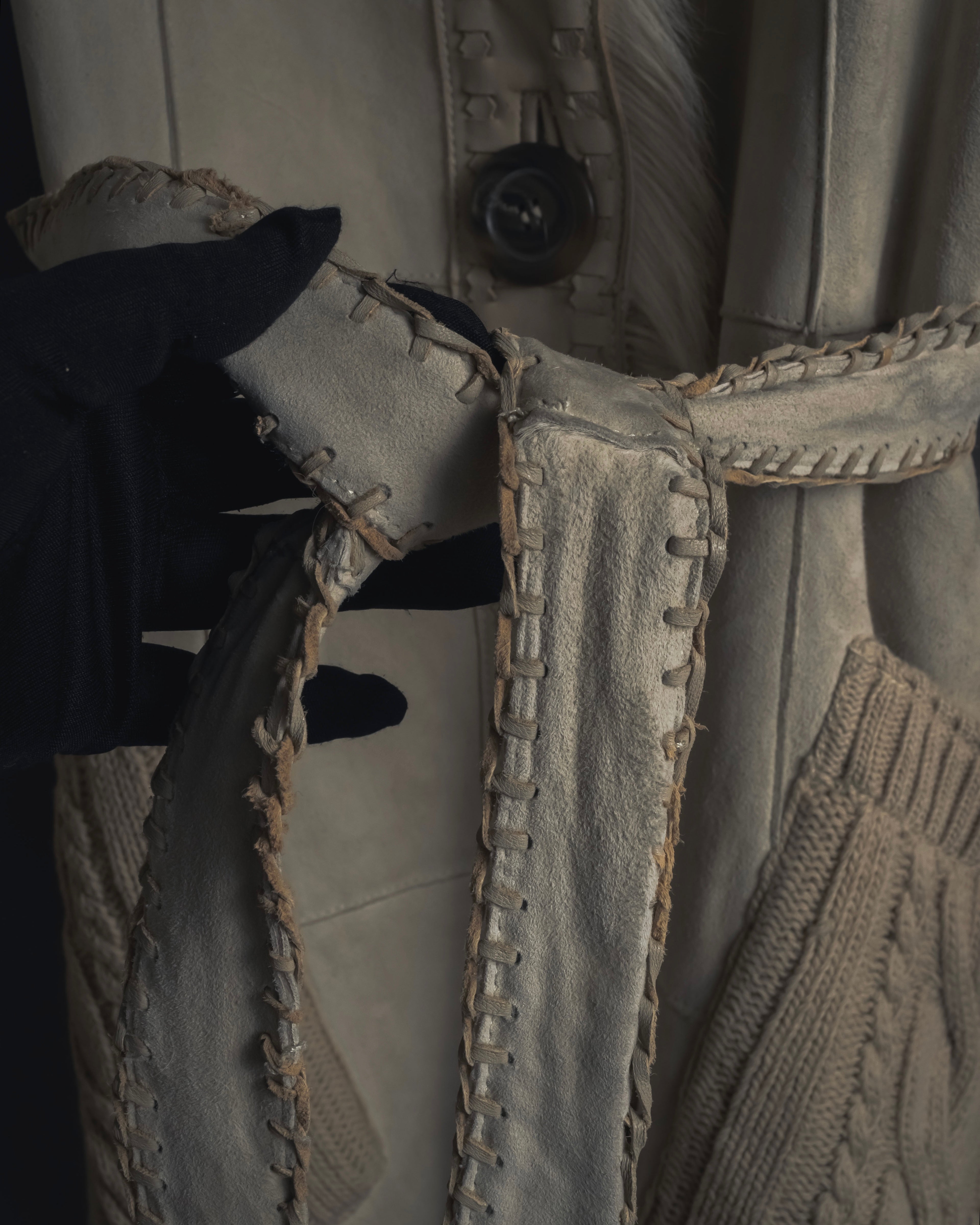 "BURBERRY BLUE LABEL" 00’s Shearling cable-knit pockets coat