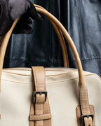 “LOEWE” Leather belted design bicolor handbag